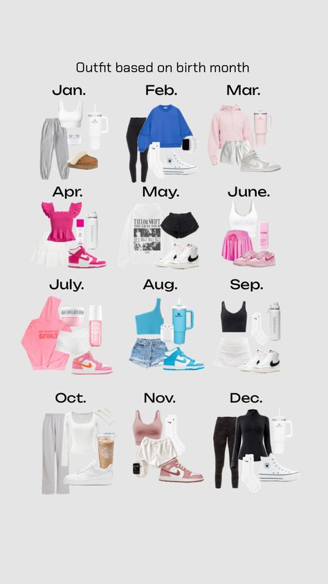 ur outfit based on ur birth month! #fits #fit #fitinspo #birthday #birthmonth Ur Birth Month, Based On Your Birth Month, Me Collage, Your Birthday Month, Aurora Fashion, Zodiac Sign Fashion, Cute Animals Puppies, Get Ready With Me, Teen Outfits