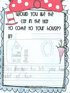 Kindergarten & First Grade Fever!: Cat in the Hat Writing Craftivity Dr. Suess, Dr Seuss Classroom, Dr Seuss Activities, Dr Seuss Crafts, Writing Craftivity, Seuss Classroom, Seuss Crafts, Dr. Seuss, Dr Seuss Week