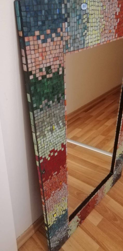 Colorful Mosaic, Mirror Large, Mosaic Mirror, Stained Glass Diy, Mosaic Diy, Mosaic Art, Mosaic Glass, Stained Glass, Art Projects