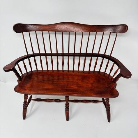 Vintage Miniature Windsor Reproduction of American Colonial Bench Add a touch of history and craftsmanship to your collection with this Vintage Miniature Windsor Reproduction of an American Colonial Bench. This charming miniature bench showcases the timeless style of early American furniture, expertly crafted to replicate the classic Windsor design. Perfect for collectors of Americana, dollhouses, or as a unique decor piece, this miniature bench brings a vintage charm and attention to detail to any room. *Miniature Windsor design replicating American Colonial furniture *Detailed craftsmanship and classic design *Ideal for dollhouses, decorative displays, or as a collectible *Vintage charm with a timeless appeal This Vintage Miniature Windsor Reproduction Bench is the perfect addition to an Room Miniature, Early American Furniture, Colonial Furniture, American Furniture, Vintage Miniatures, Early American, Miniature Toys, Unique Decor, Vintage Charms