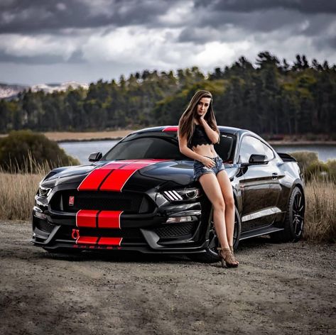 Bad-ass Ford Mustang Shelby GT350 Mustang Photoshoot Woman, Poses With Car Woman, Car Shooting Girl, Car Girl Wallpaper, Car Model Poses, Mustang Photoshoot, Women And Cars, Car And Girl Wallpaper, Ford Mustang Wallpaper