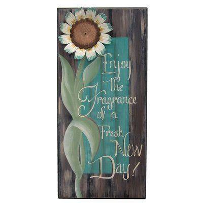 August Grove Cottage Fresh New Day Wooden Flower Sign Wall Décor Horizontal Flowers, Hanging Welcome Sign, Wooden Pallet Signs, Horses Wall Decor, Acrylic Art Projects, Fox Decor, Wood Pallet Signs, Sign Display, Wooden Flowers