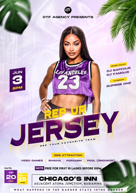 Rep Your Jersey Flyer Design, Church Media Graphics, Snapchat Streaks, Jersey Party, Musical Artist, Basketball Birthday, Sports Party, Design Board, Commercial Cleaning