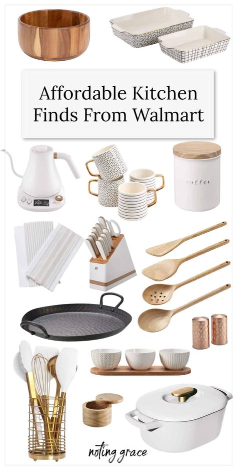 Farmhouse Kitchen Utensils, Walmart Kitchen, Walmart Decor, Amazon Kitchen Decor, Cookware Storage, Affordable Kitchen, Enamel Dutch Oven, Modern Kitchen Accessories, Kitchen Finds