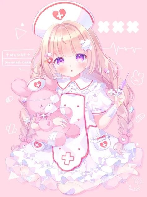 Nurse Drawing, Nurse Art, Walpaper Hello Kitty, Cute Nurse, Super Kawaii, Girls Characters, Manga Pictures, Kawaii Drawings, Drawing People