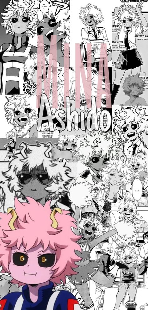 Mina Ashido Manga, Raccoon Eyes, Mina Ashido, Manga Wallpaper, Alien Queen, Collage Background, Anime People, I Love Anime, Hero Academia Characters