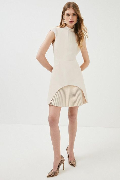 Military Tailored Mini Dress | Karen Millen US Cream Dress Outfit, Dark Uniform, Karen Millen Dress, Military Dresses, Midi Pencil Dress, Plain Fabric, Grad Dresses, Tailored Dress, Cream Dress