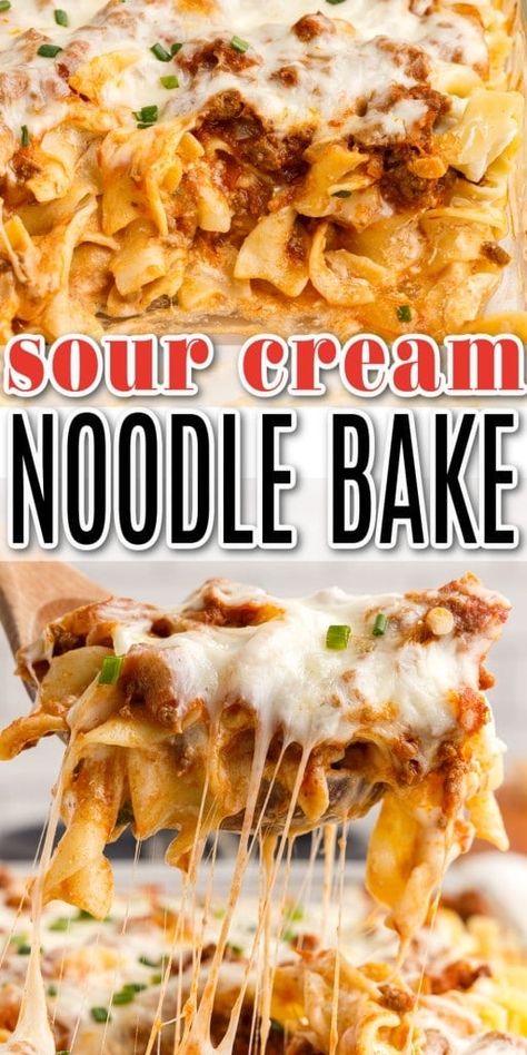 Sour Cream Pasta, Sour Cream Noodle Bake, Noodle Bake, Pasta Casserole Recipes, Creamed Beef, Noodle Casserole Recipes, Cream Pasta, Traditional Italian Dishes, Sour Cream Recipes