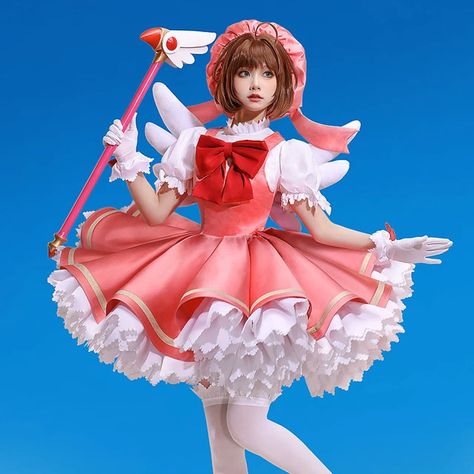 Anime Card Captor Sakura Cosplay Costume Women Cute Red Lolita Dress Fancy Party Clothing Halloween Carnival Uniforms - AliExpress Sakura Costume, Cardcaptor Sakura Cosplay, Sakura Dress, Sakura Cosplay, Sakura Card Captor, Card Captor Sakura, Halloween Party Outfits, Party Outfits For Women, Sakura Card