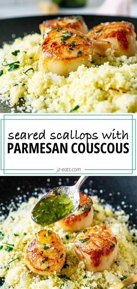 Scallops And Couscous Recipe, Scallop And Couscous Recipes, Scallops And Couscous, Seafood Couscous Recipes, Fish And Couscous Recipe, Salmon And Couscous Recipes, Seafood Couscous, Moroccan Couscous Recipes, Shrimp Couscous