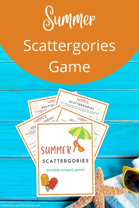 Scattergories Game, Summer Boredom Busters, Girls Night Games, Summer Boredom, Summer Review, Teen Summer, Boredom Busters, Summer Games, Review Games