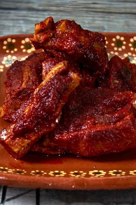 Mexican Pork Ribs, Guajillo Salsa, Mexican Pork Recipes, Pork Riblets, Boneless Pork Ribs, Chile Colorado, Carb Dishes, Mexican Pork, Holidays Recipes