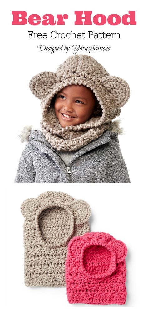 Kids Hooded Cowl Free Crochet Pattern Crochet Hood, Hooded Cowl, Crocheted Hat, Mini Crochet, Crochet Mittens, Crochet Animal, Animal Hats, Mittens Pattern, Crochet Gloves