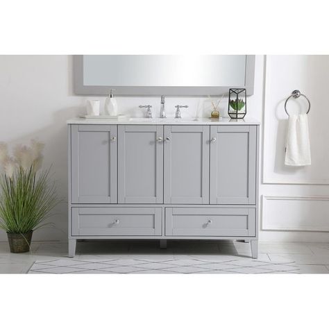 48" Vanity, Bathroom Toiletries, Grey Bathroom Vanity, Steam Showers Bathroom, Double Vanity Bathroom, Double Bathroom Vanity, Grey Bathrooms, Single Bathroom, Elegant Decor