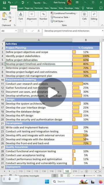 Excel Tricks, Data Management, Excel Percentage Formula, Progress Bar In Excel, Advanced Excel Formulas, Count If Excel, Advanced Excel Training, Project Risk Management, Excel Hacks