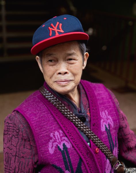 Chinatown Pretty | Asia Society New York Chinatown, Grandma Style, Floral Silk Shirt, Grandma Fashion, Clothing Factory, Street Portrait, Sweater Layering, Street Fashion Photography, Floral Denim