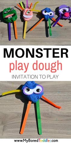 Monster Play Dough Invitation to play pinterest. This fun Halloween inspired play dough activity is a great sensory Halloween activity. It makes regular play doh much more fun! #toddlerhalloween #halloweencraft #playdough #playdoh #toddleractivity #sensor Monster Play Dough, Sensory Halloween, Play Dough Invitation, Playgroup Activities, Monster Invitations, Monster Activities, Halloween Crafts Preschool, Halloween Sensory, Monster Craft