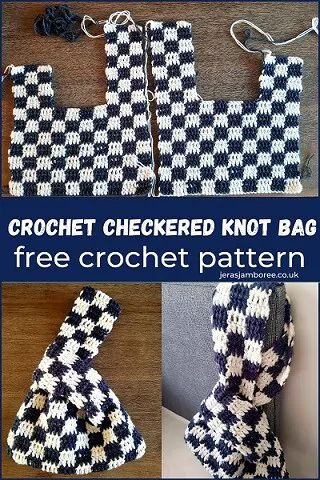 Knot Bag Pattern Free Crochet, Cute Crochet Bags Free Pattern, Japanese Crochet Patterns Free, Crochet Knot Bag Pattern, Crochet Japanese Knot Bag Pattern Free, Japanese Knot Bag Crochet, Crochet Knot Bag, Crochet Tablet Cover, Crochet Checkered Bag