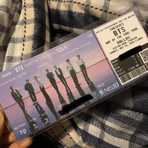 Bts Concert Tickets, Dallas Map, Bts Tickets, Concert Bags, Bts Big Hit, Concert Ticket, Concert Aesthetic, Dream Gift, Bts Merch