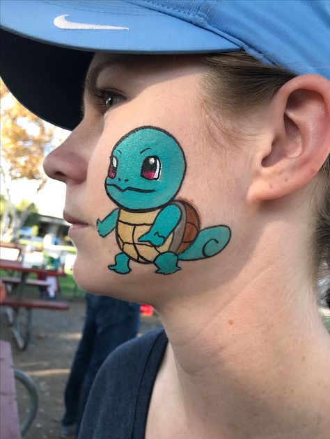 Pokémon Face Painting, Video Game Face Paint, Pokemon Face Painting, Pokemon Face Paint, Pokemon Facepaint, Easy Face Painting Designs, Pokemon Faces, Girl Face Painting, Pokemon Mewtwo