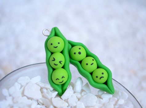 Kawaii Peas in a Pod Polymer Clay Charms by Linnypig on deviantART Peas In A Pod, Polymer Clay Charms, Clay Charms, Peas, Polymer Clay, Charms, Clothes, Kawaii