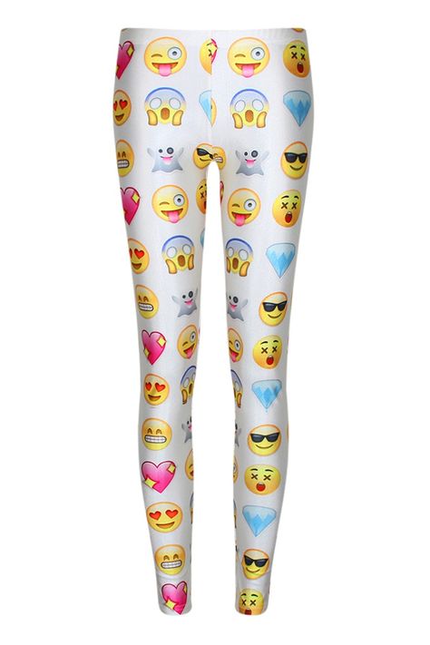 Colorful Emoji Print Leggings White Emoji, 3d Emoji, Emoji Clothes, Popular Leggings, Pants Print, Fitted Pants, Yoga Legging, Pattern Leggings, Cute Leggings