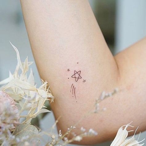 Star Memorial Tattoo, Pols Tattoo, Shooting Star Tattoo, Astronomy Stars, Scar Tattoo, Inner Forearm, Star Tattoo, Memorial Tattoo, Memorial Tattoos