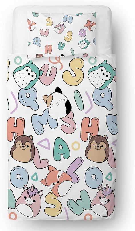 Squishmallows Official Single Kids Duvet Cover Set | Chill Design Reversible 2 Sided Bedding Including Matching Pillow Case | Character World Brands Childs Single Bed Set Kids Single Beds, Side Bed, Kids Duvet, Kids Duvet Cover, Duvet Bedding, Bed Set, Single Bed, Duvet Cover Set, Duvet Cover Sets