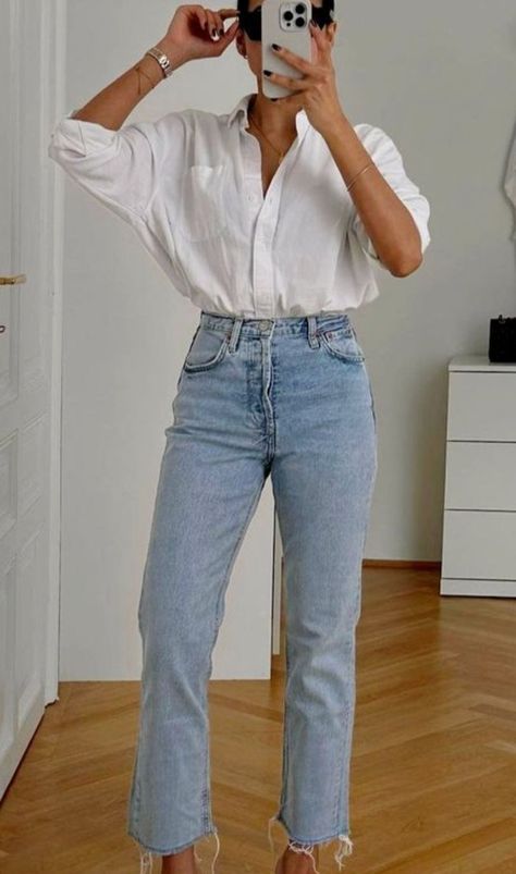 Dinner Outfit Classy, Linen Shirt Outfit, Outfit Classy, Chique Outfits, Dinner Outfit, Outfit Jeans, Mode Casual, Casual Work Outfits, Mode Inspo