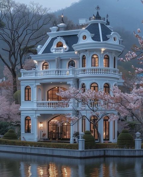 Victorian Castle Exterior, Victorian Homes Exterior, Old Victorian Homes, Victorian Style Homes, Going On An Adventure, Home Design Floor Plans, Victorian Mansions, Interesting Buildings, Castle House