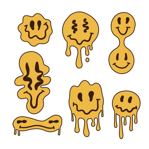 Trippy Characters, Easy Clay Sculptures, Smile Drawing, Trippy Cartoon, Emoji Drawings, Background Retro, Retro Painting, Drip Art, Trippy Designs