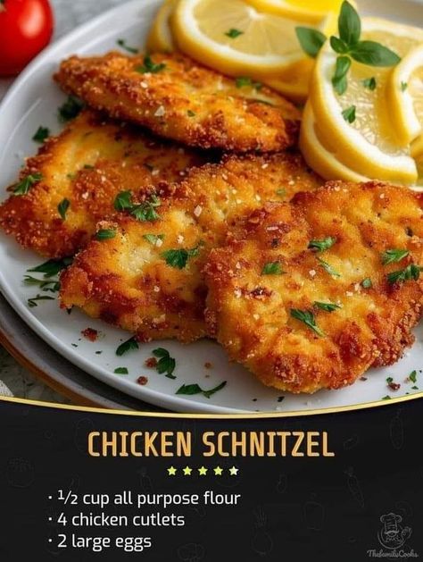 Creative Dinners, Schnitzel Recipe, Breaded Chicken Cutlets, Schnitzel Recipes, Main Meal Recipes, Chicken Schnitzel, Name Recognition, Healthy Mix, Food And Fitness