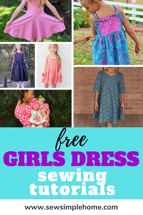 Giant list of easy and free girls dress patterns for infants to teens. Girls Dress Pattern Free, Toddler Dress Patterns, Skirt Knit, Patterns Dress, Girls Dresses Sewing, Free Dress, Girls Dress Sewing Patterns, Girl Dress Pattern, Dress Patterns Free