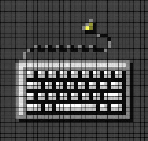 A pixel art template of a grey curly wired Key-board. Keyboard Pixel Art, Pattern Pixel Art, Wallpaper Keyboard, Keyboard Art, Wallpaper Pixel, Keyboard Wallpaper, Yarn Patterns, Art Pixel, Pixel Beads