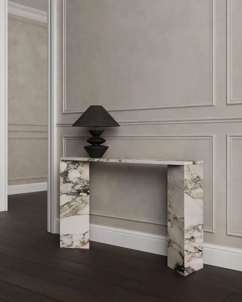 32 Marble Decoration Ideas to Elevate Your Home's Aesthetic: Timeless Elegance and Modern Luxury - placeideal.com Contemporary Console Table Hallway, Console Table Office, Marble Entry Table, Travertine Console Table, Console Table Marble, Travertine Console, Stone Console Table, Arabescato Corchia, Stone Console