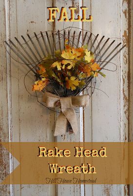 Hill House Homestead: Fall Rake Head Wreath Rake Head, Head Wreath, Dekor Diy, Fall Door Decorations, Fall Front Door, Fall Deco, Diy Fall Wreath, Fall Door, Fall Projects