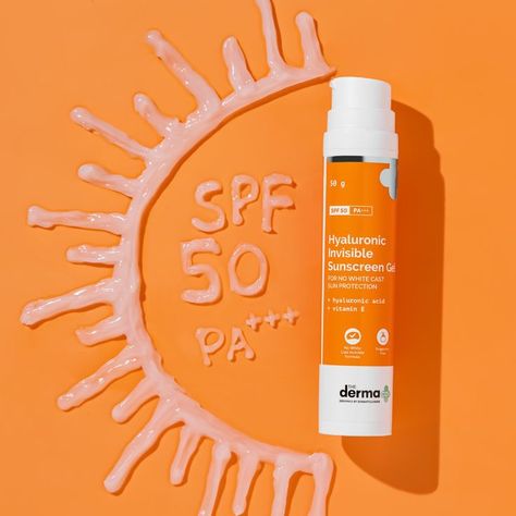 Hyaluronic Sunscreen, The Derma Co, Sunscreen Packaging, Skin Facts, Fragrance Photography, Packaging Template Design, Social Media Branding Design, Cosmetics Banner, Cosmetics Photography