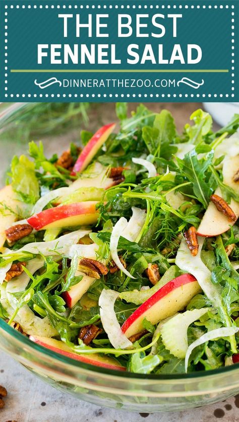 Salad With Apples And Pecans, Fennel And Apple Salad, Salad With Apples, Fennel Recipes, Best Salad, Fennel Salad, Apple Salad, Grilled Chicken Salad, Homemade Dressing