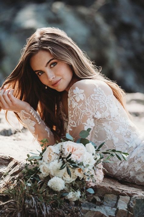 Say 'I Do' to Allure Bridals' Stunning Wedding Gowns | Intimate Weddings - Small Wedding Blog - DIY Wedding Ideas for Small and Intimate Weddings - Real Small Weddings Flowers Hair Wedding, Bridal Photo Ideas, Fashion Wedding Dress, Bridal Photo, Romantic Wedding Dress, Lake Tahoe Wedding, Bridal Poses, Allure Bridals, Tahoe Wedding