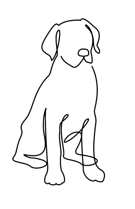 Outline Of A Dog Tattoo, Dog Shilloute Tattoo, Lab Dog Tattoo Outline, Dog Continuous Line Drawing, Lab Line Drawing, Lab Outline Drawing, Dog Line Drawing Simple, Line Drawing Of Dog, Dog Outline Embroidery