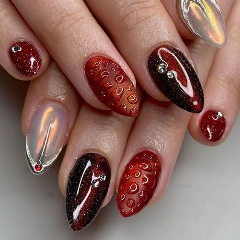 Burgundy Acrylic Nails, Burgundy Nail Designs, Dragon Nails, 3d Nail Designs, Luminous Nails, Nails Yellow, Nude Nail Designs, Eye Nails, Nails Design With Rhinestones