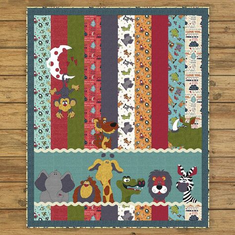 Precut Fused Appliques Amische Quilts, Baby Boy Quilt Patterns, Kid Quilts Patterns, Animal Baby Quilt, Boys Quilt Patterns, Moon Quilt, Panel Quilt Patterns, Elephant Quilt, Appliqué Quilts