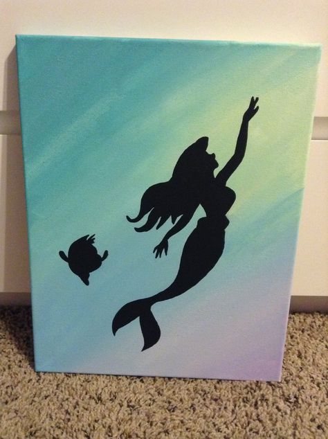 Ariel Canvas Painting, Simple Disney Painting Ideas, Disney Princess Paintings Easy, Easy Mermaid Painting, Moana Painting Ideas On Canvas, Canvas Painting Ideas Disney, Disney Acrylic Painting Easy, Princess Painting Canvas, Mermaid Painting Ideas