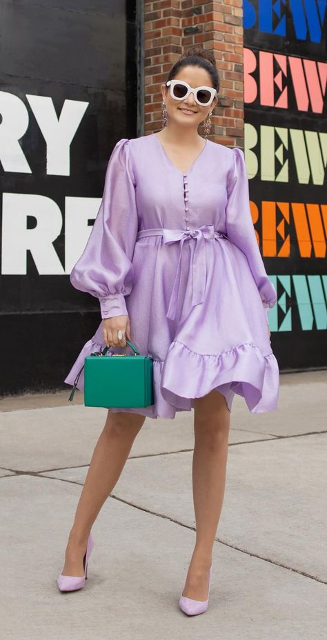 Outfit For Easter, Lavender Outfit, Long Sleeve Floral Maxi Dress, Fancy Short Dresses, Edgy Dress, Stine Goya, Stylish Work Attire, Mark Cross, Birthday Weekend