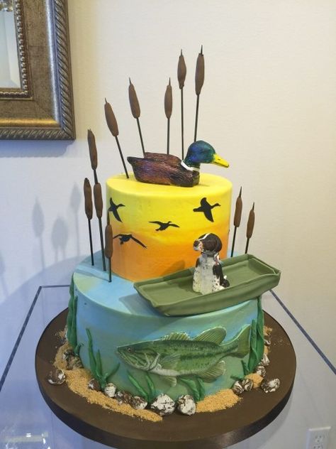 Cake With Fishing Theme, Fishing Theme Cakes For Men, Gone Fishing Cakes For Men, Fishing Themed Cakes, Fly Fishing Cake, Fishing Cakes For Men Fisherman, Cake Fisherman, Fishing Cakes For Men, Fishing Cake Ideas