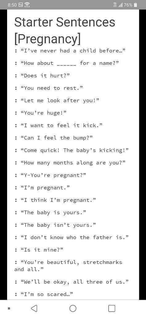 Pregnancy Pregnant Prompts Otp, Writing Pregnant Characters, Pregnant Writing Prompts, Pregnant Prompts, Pregnancy Writing Prompts, Pregnancy Reference Drawing, Pregnancy Prompts, Family Writing Prompts, Romantic Writing