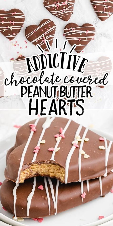 Chocolate Covered Peanut Butter Hearts Valentine Deserts Ideas, Valentines Day Baked Goods, Valentines Baked Goods, Peanut Butter Hearts, Valentines Goodies, Chocolate Covered Desserts, Valentines Recipes Desserts, Valentines Candy, Homemade Peanut Butter Cups