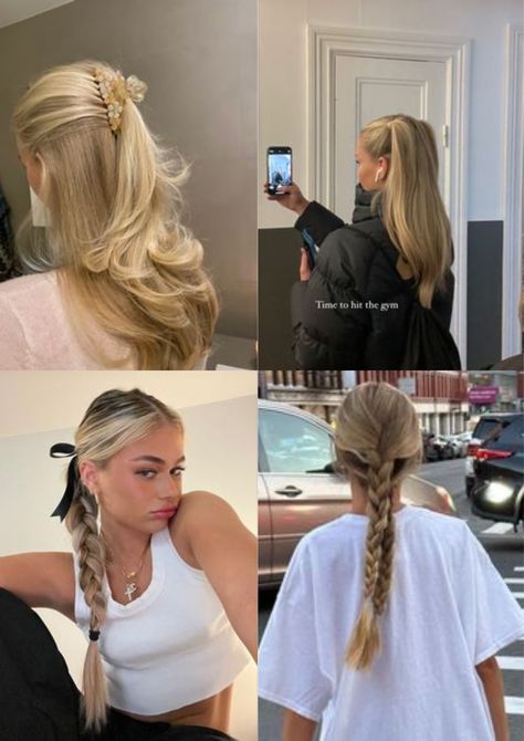 Euro Summer Hairstyles, Europe Haircut, Blonde Going Out Hairstyles, Blonde Hair School Hairstyles, Blonde It Girl, Europe Hairstyles, Stockholm Hairstyle, Two Plaits Hairstyles, Blonde Vacation Braids