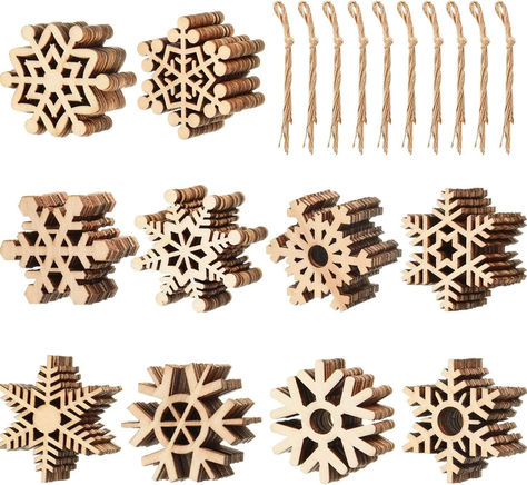 you will receive 100 pieces of wooden snowflakes in different styles, and we provide 1 piece of cord for each wooden snowflake, the sufficient quantity can meet your various needs for Christmas decorations. Holiday Crafts Decorations, Snowflake Cutouts, Cords Crafts, Wood Snowflake, Wooden Christmas Crafts, Wooden Snowflakes, Christmas Tree Decorations Diy, Snowflake Decorations, Xmas Tree Decorations