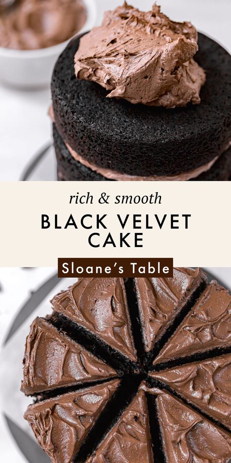 One Layer Chocolate Cake, Chocolate Red Velvet Cake, Chocolate Velvet Cake, Black Cake Recipe, Black Velvet Cake, Black Velvet Cakes, Fudgy Cake, Box Cake Recipes, Paris Bakery